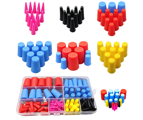 Tapered silicone masking plugs feature chart, heat resistant, corrosion resistant