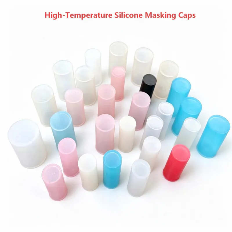 Red high temperature silicone masking caps for powder coating anodizing