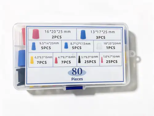 80pcs silicone masking plugs set packed in plastic box