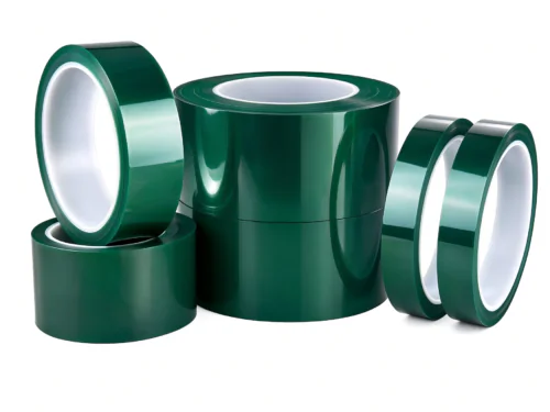 Green PET high temperature masking tape rolls, silicone adhesive heat resistant tape